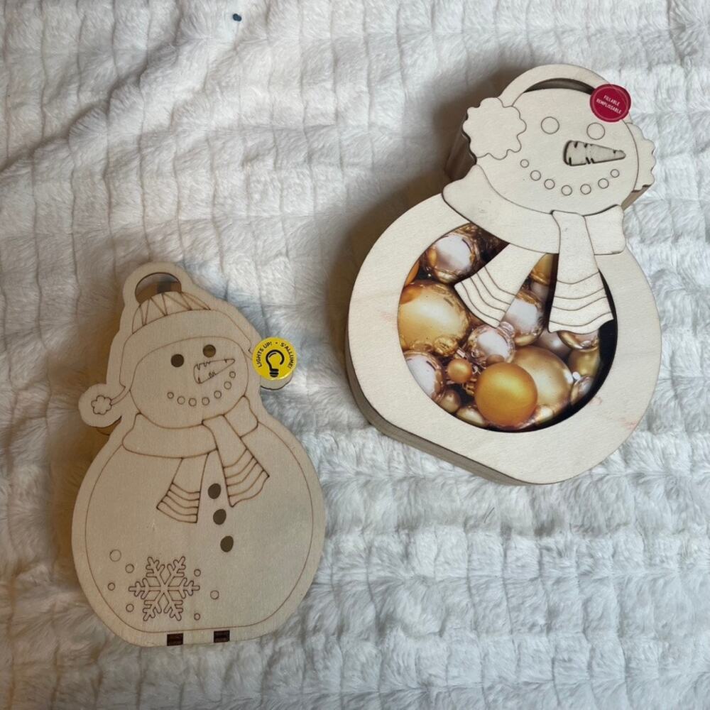 MICHAELS Wooden Paintable Shadow‎ Box Snowman 3D Figure Christmas Craft Art